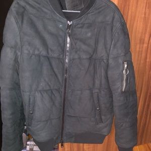 SUEDE PUFFER JACKET. SIZE MEDIUM ALL SAINTS